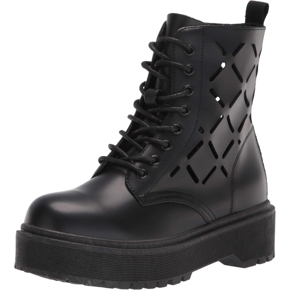 Yoki - Women's Black Laser Cut Platform Combat Boots - Sz 8 - NWOT